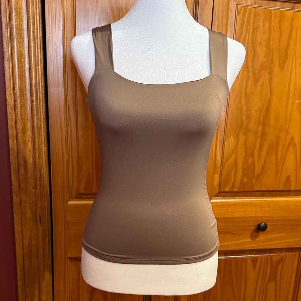 Workshop Republic Clothing Taupe Square Neck Tank